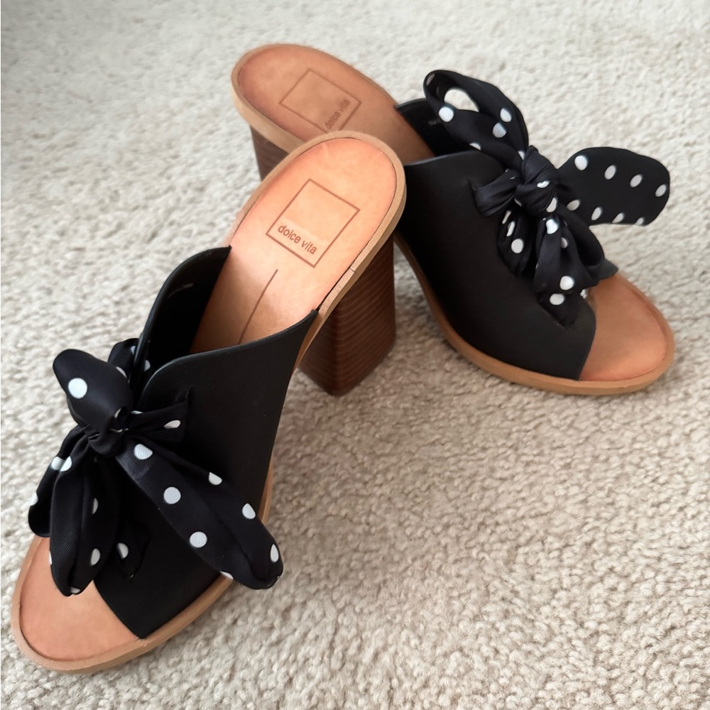 Black Polka Dot Bow Women Shoes